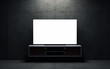 TV blank screen on tv stand. 3d render