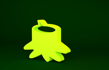 Sticker - yellow tree stump icon isolated on green background. minimalism concept. 3d illustration 3d render.