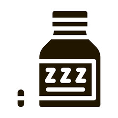 Sticker - Bottle Insomnia Pills glyph icon vector. Bottle Insomnia Pills Sign. isolated symbol illustration