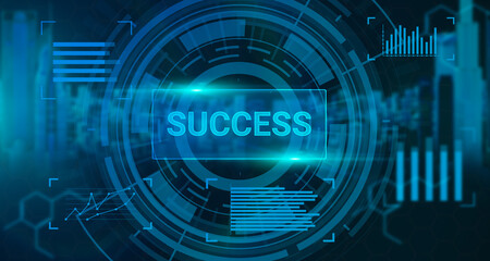 Poster - Illustration of virtual screen with circles panel button, banner