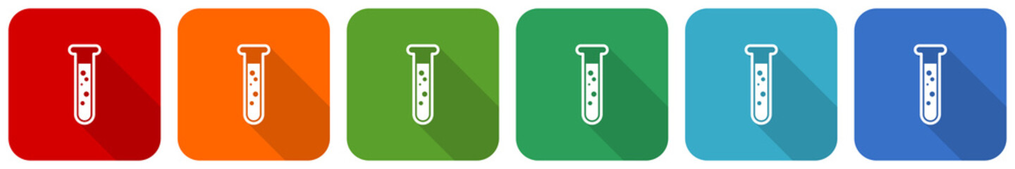Poster - Science, laboratory, chemistry icon set, flat design vector illustration in 6 colors options for webdesign and mobile applications