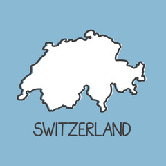 Wall Mural - outline of Switzerland map- vector illustration