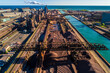 © Aaron - Aerial View of Industrial Midwest Steel Mill Facility along Lake Michigan.