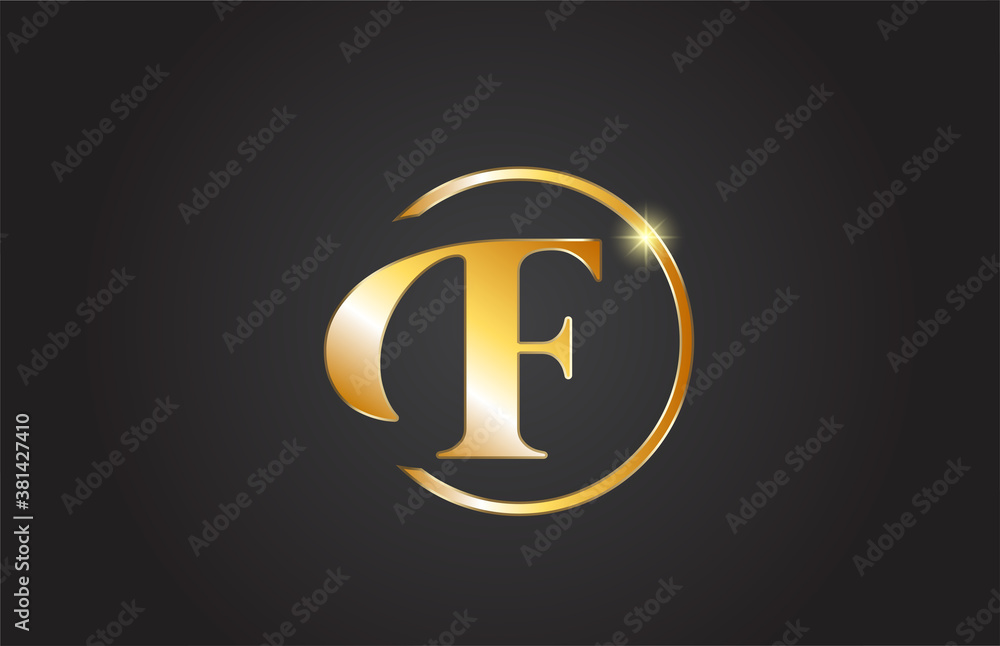 golden F alphabet letter logo icon in yellow and black color. Simple ...