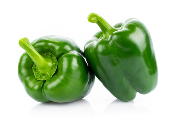 Wall Mural - Green pepper on white background