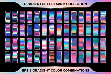 Trendy colorful gradient shiny color combination collection set of metal palettes for border frame ribbon cover label templates