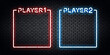 © comicsans - Vector realistic isolated neon sign of Player 1 and Player 2 frames for template decoration and covering. Concept of Versus and gaming.