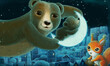 cartoon image with animals family bears sleeping by night illustration