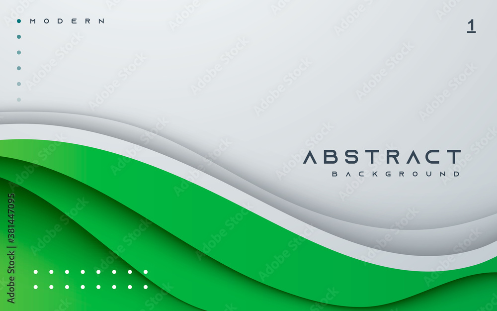 Trendy green abstract background wavy papercut Stock Vector | Adobe Stock