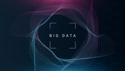 Wall Mural - abstract background for big data technology concept with digital waves and mesh