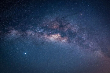 Wall Mural - landscape with milky way galaxy. night sky with stars.