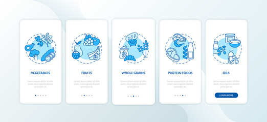Wall Mural - vegetarian diet components onboarding mobile app page screen with concepts. healthy cooking ingredie