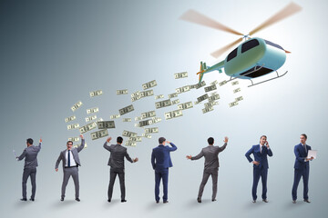 Wall Mural - Businessman in helicopter money concept