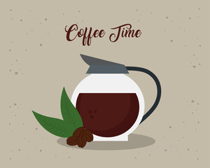 Wall Mural - coffee time banner with glass teapot vector illustration design