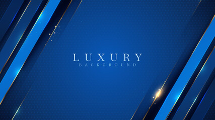 luxury golden line background blue and sky shades in 3d abstract style. illustration from vector abo