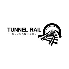 Rail with tunnel logo icon vector design template