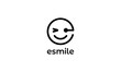 initial letter E with head face smile logo design template