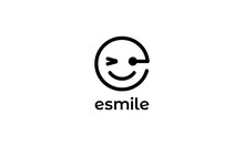 Initial Letter E With Head Face Smile Logo Design Template