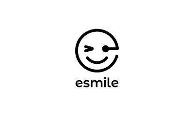 Wall Mural - initial letter E with head face smile logo design template