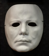 Michael Meyers Face Mask Halloween Costume Isolated Against Black Background