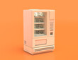 white plastic vending machine in yellow orange background, flat colors, single color, 3d rendering