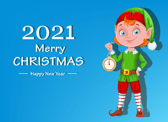 Poster - Cute Christmas elf cartoon character