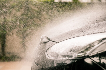 Wall Mural - washing black car