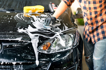 Wall Mural - washing black car