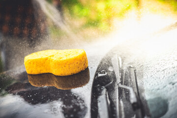 Wall Mural - washing black car