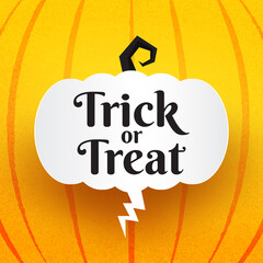 Aufkleber - Halloween trick or treat text with halloween scary balloons and bubble speech talking on orange background.