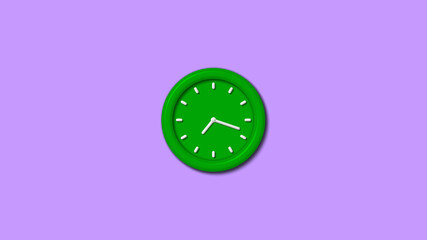 Amazing green color 3d wall clock isolated on purple background,wall clock