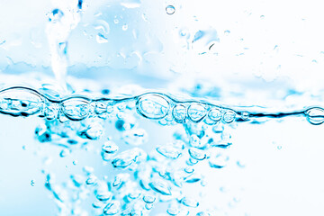  Bubbles in clean blue water ready to drink use for nature background