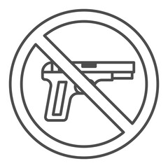 No firearms thin line icon, Black lives matter concept, No firearms or weapons warning sign on white background, Circle no gun prohibited sign in outline style for mobile, web. Vector graphics.