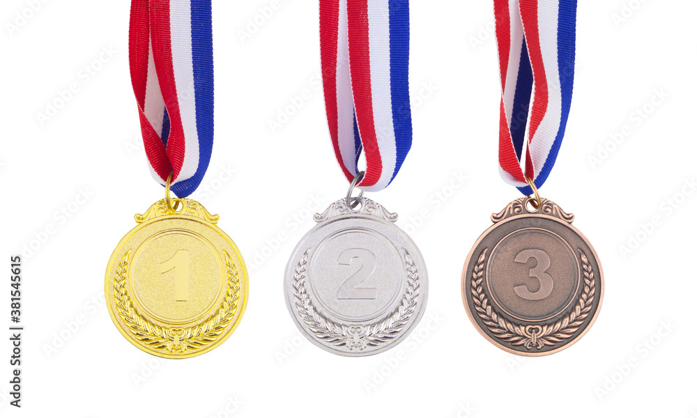 Gold, silver and bronze medal isolated on white background Stock Photo ...