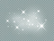 Set of white glowing lights effects isolated on transparent background Sun flash with rays and spotlight Star burst with sparkles	
