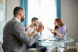 © alfa27 - confident psychologist listen to problems of couple, try to help and give advice how to solve their problems