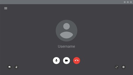 Wall Mural - Video chat user interface, video calls window overlay dark background