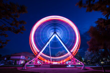Ferris Wheel Go Around At Lake Balaton At Night