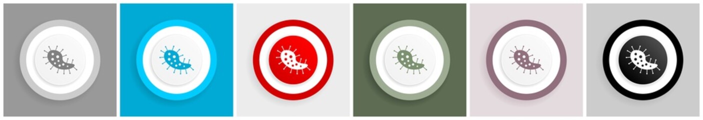 Aufkleber - Virus, coronavirus, covid-19, infection icon set, colorful flat design vector illustrations in 6 options for web design and mobile applications