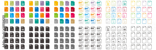Fotomural set of file icons isolated vector