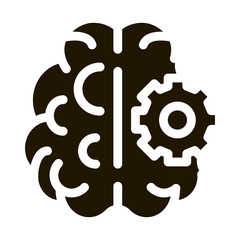 Wall Mural - Brain And Mechanism Gear glyph icon vector. Brain And Mechanism Gear Sign. isolated symbol illustration