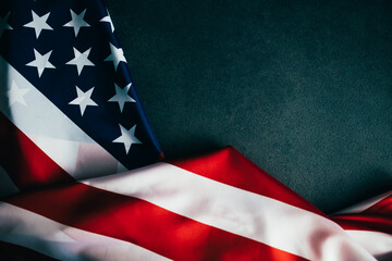 American flag background. 