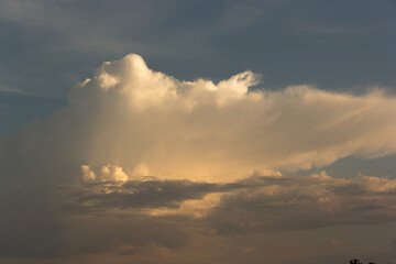 Wall Mural - white yacht on sea surface and storm clouds