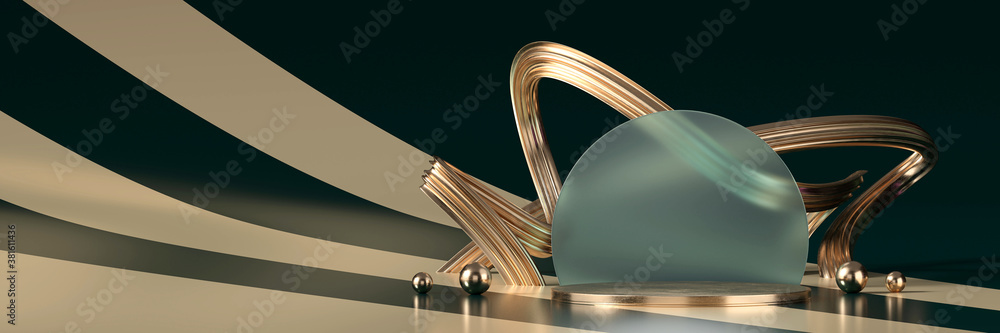 Abstract golden luxury stage for product display present background 3d ...