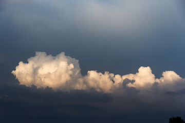 Wall Mural - white yacht on sea surface and storm clouds