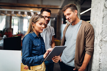 Wall Mural - Group of business people and software developers working as a team in office