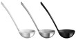 Set of stainless ladles isolated on white background. Vector illustration.