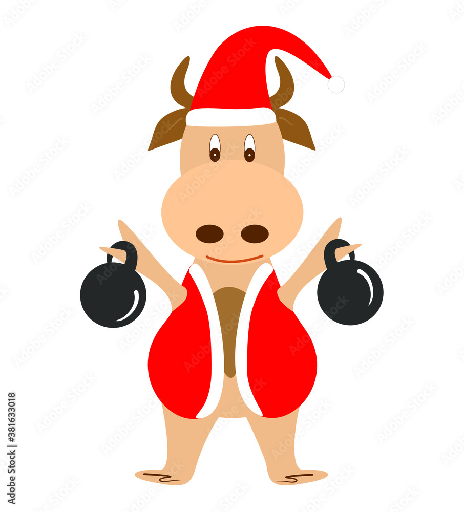Santa Riding Bull Vector image of a bull in a santa claus costume. The bull goes in for ...