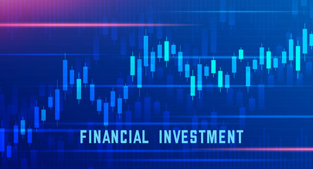 Poster - Financial Investment Collage With Data Graphs And Text, Blue Background
