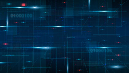 Aufkleber - Creative Technological Binary Code Background With Abstract Fading Digits And Blurred Dots